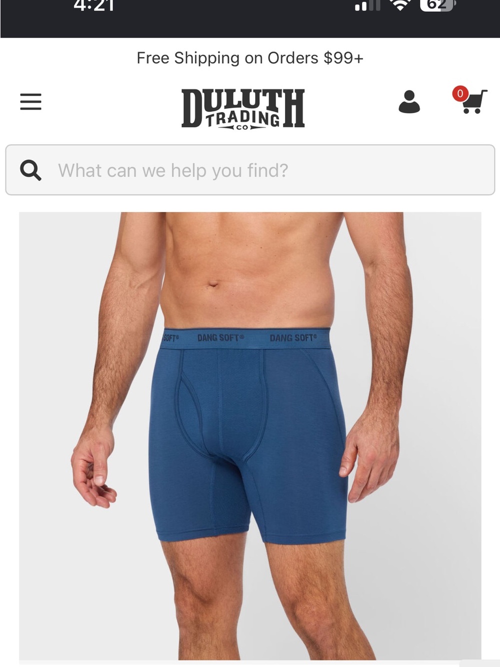 Duluth Trading Co Dang Soft® Deep Blue Boxer Briefs